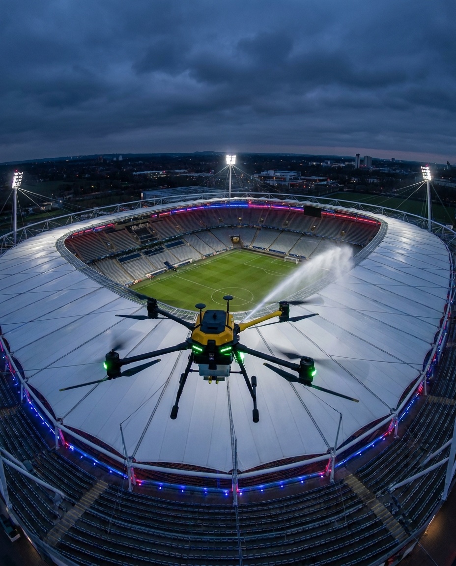 Limpieza de estadios con dron