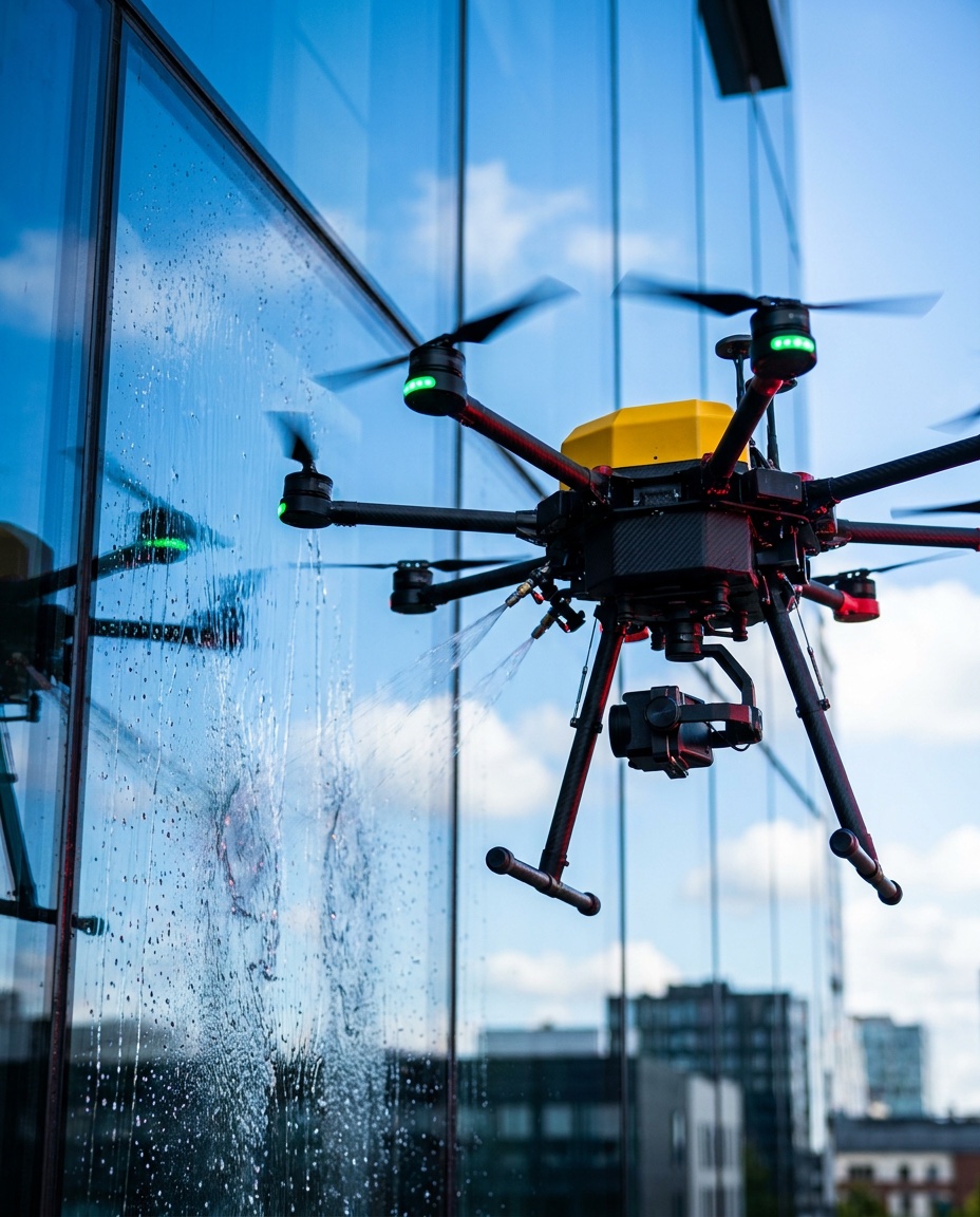 Limpieza de vidrios con dron